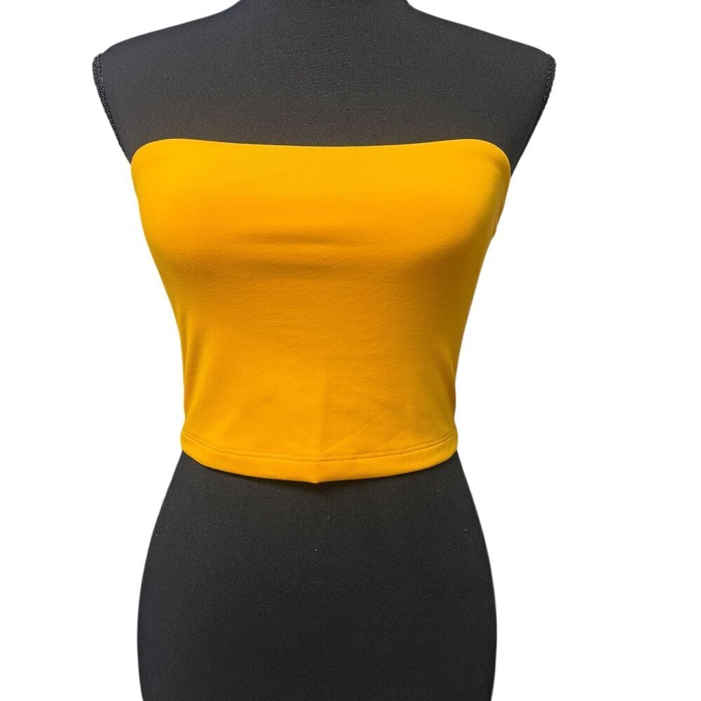Susana Monaco Tube Top Crop Women SM Bright Orange layering stretch vacation - Picture 2 of 8